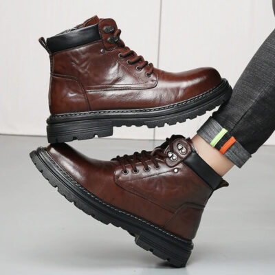 Factory direct men’s genuine leather boots autumn winter