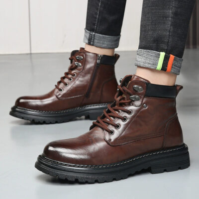 Factory direct men’s genuine leather boots autumn winter