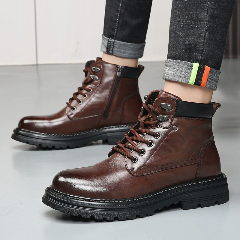 Factory direct men’s genuine leather boots autumn winter
