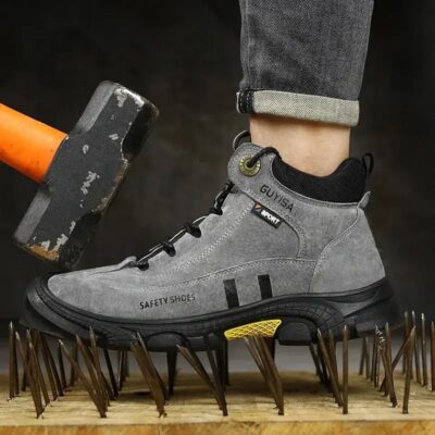 Custom men’s anti-smash puncture-resistant safety boots