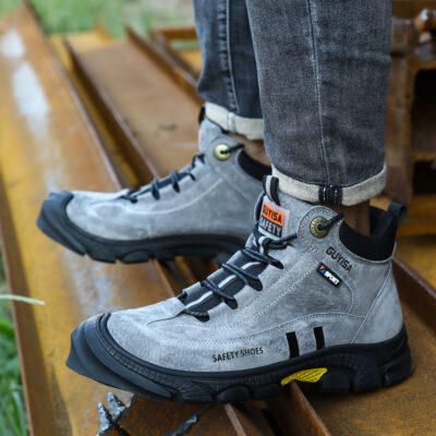 Custom men’s anti-smash puncture-resistant safety boots