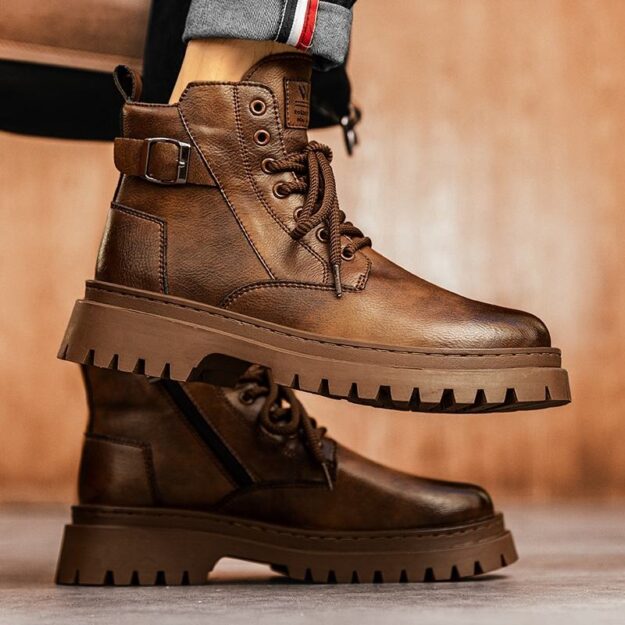 Outdoor casual men’s leather boots manufacturer