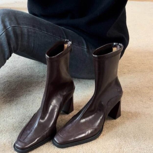 French retro high heel leather boots supplier (1) French vintage women’s leather boots supplier