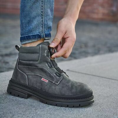 Rotary button steel toe men’s safety work boots manufacturer