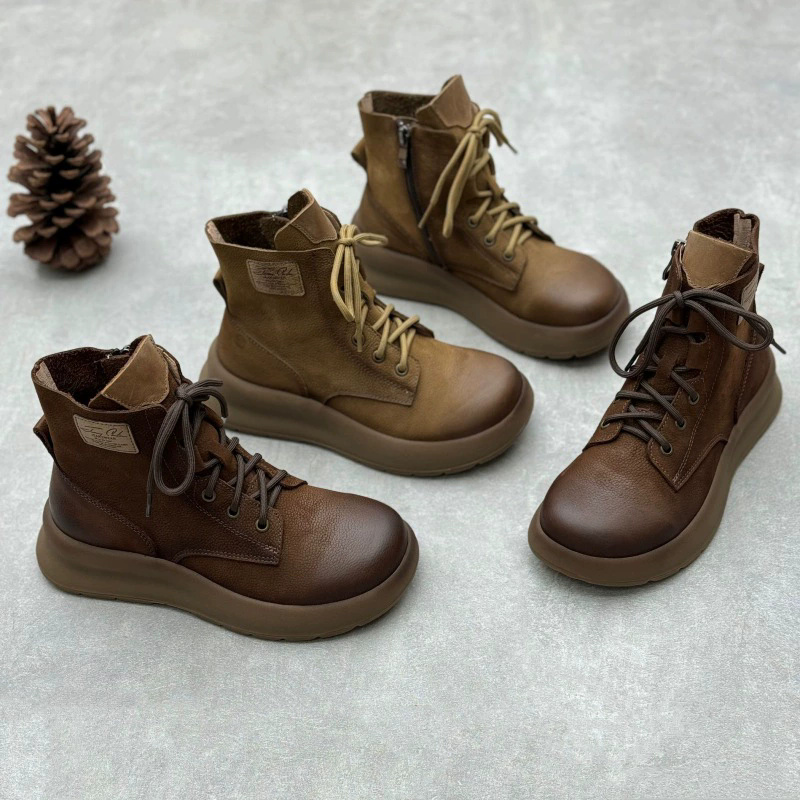 Retro women’s leather boots bulk supply (4) Women’s vintage autumn winter leather boots bulk
