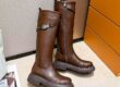 Stylish High-Calf Leather Boots for Women with Thick Sole