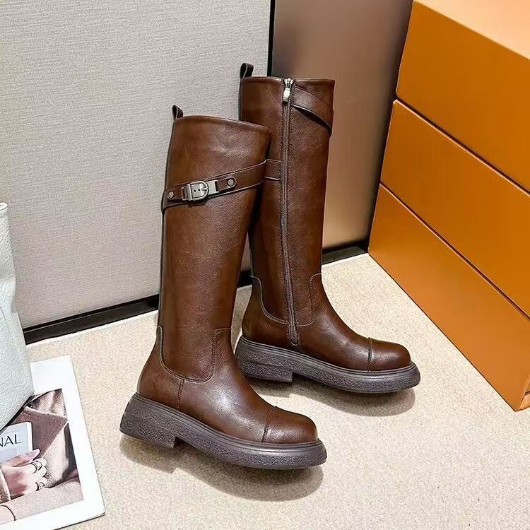 Autumn Winter High-Calf Leather Boots Supplier (3) Stylish High-Calf Leather Boots for Women with Thick Sole