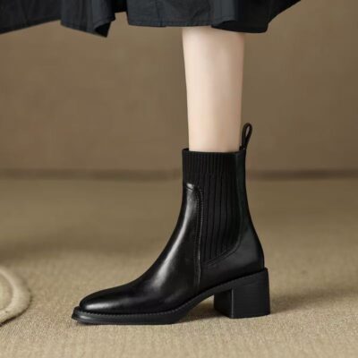 British Style Short Leather Boots for Women
