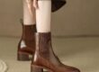 British Style Short Leather Boots for Women