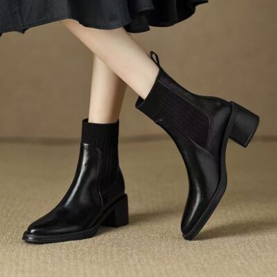 British Style Short Leather Boots for Women