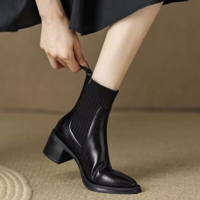 British Style Short Leather Boots for Women