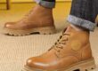 High-Top Leather Martin Boots for Men with Thick Sole