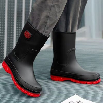 Waterproof Slip-Resistant Mid-Calf Rain Boots for Men