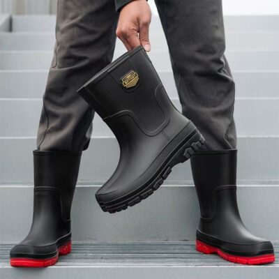 Waterproof Slip-Resistant Mid-Calf Rain Boots for Men