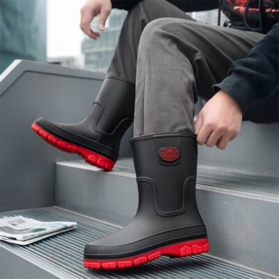 Waterproof Slip-Resistant Mid-Calf Rain Boots for Men