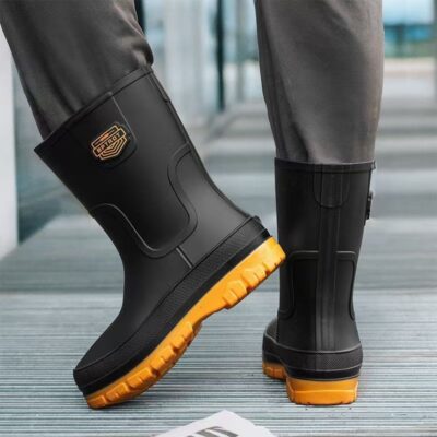 Waterproof Slip-Resistant Mid-Calf Rain Boots for Men