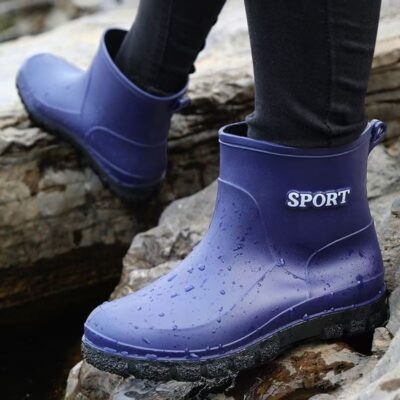 Waterproof Mid-Calf Men's Rain Boots with Soft Bottom