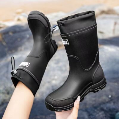 New Waterproof Slip-Resistant Drawstring Rain Boots for Men & Women