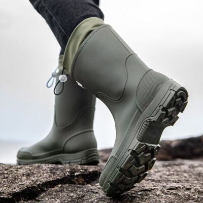 New Waterproof Slip-Resistant Drawstring Rain Boots for Men & Women