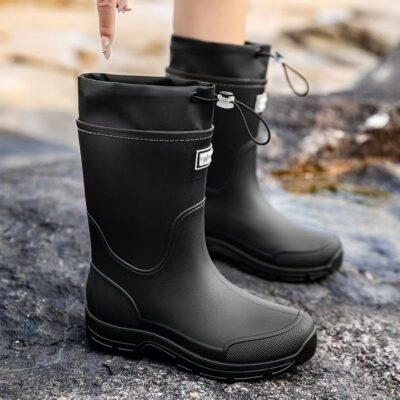 New Waterproof Slip-Resistant Drawstring Rain Boots for Men & Women