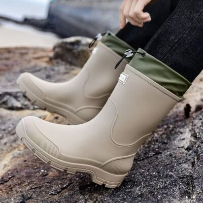 New Waterproof Slip-Resistant Drawstring Rain Boots for Men & Women