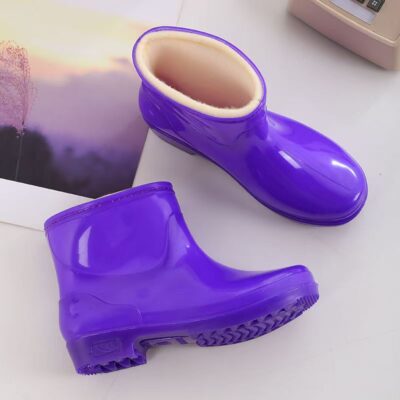 Short-Cut Cotton Lined Waterproof Rain Boots for Women