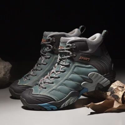 Winter High-Top Genuine Leather Hiking Boots for Men