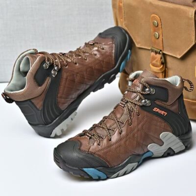 Winter High-Top Genuine Leather Hiking Boots for Men