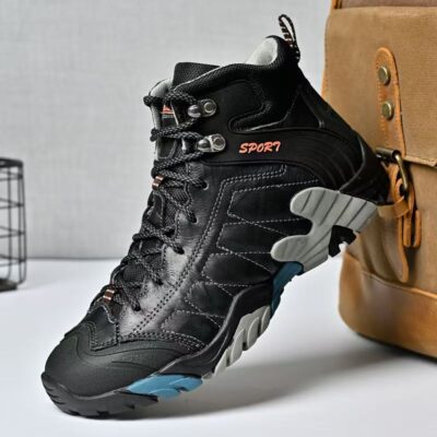 Winter High-Top Genuine Leather Hiking Boots for Men