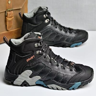 Winter High-Top Genuine Leather Hiking Boots for Men