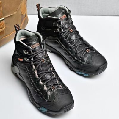Winter High-Top Genuine Leather Hiking Boots for Men