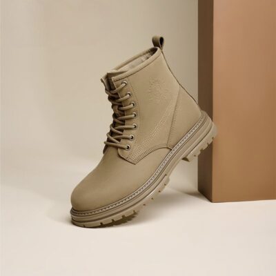 Men cow leather british style thick sole leather boots