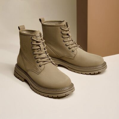 Men cow leather british style thick sole leather boots