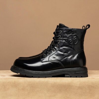 Men cow leather british style thick sole leather boots