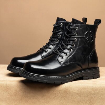 Men cow leather british style thick sole leather boots