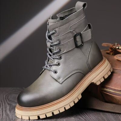 Autumn winter british style high-top cow leather men boots