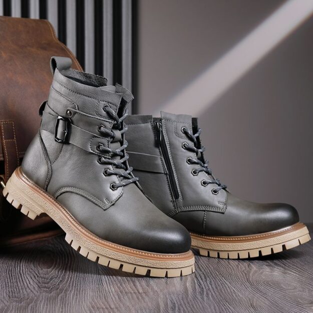 Autumn winter british style high-top cow leather men boots