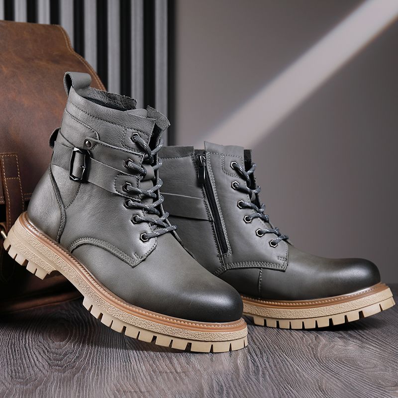 Men British Style High-Top Leather Boots (3) Autumn winter british style high-top cow leather men boots