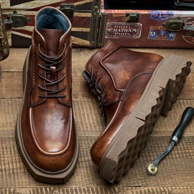 British style versatile soft sole men leather boots