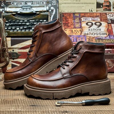 British style versatile soft sole men leather boots
