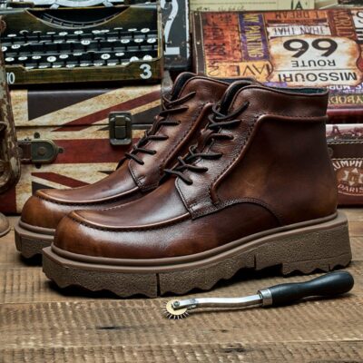 British style versatile soft sole men leather boots