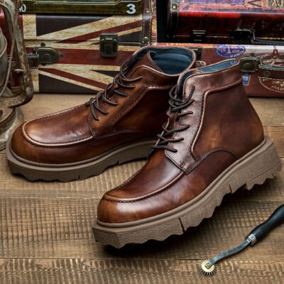British style versatile soft sole men leather boots