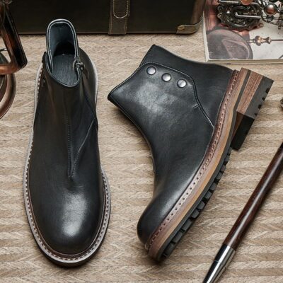Vintage British style casual Chelsea men leather boots