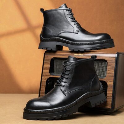British vintage high-top thick sole cow leather men boots