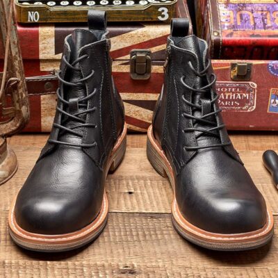 Vintage British style high-top cow leather men leather boots