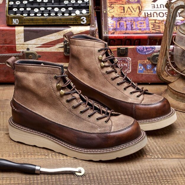 British style high-top vintage fashion men leather boots