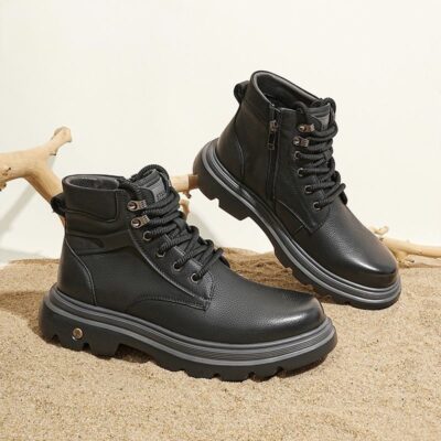 Fashion casual height-increasing cow leather men boots