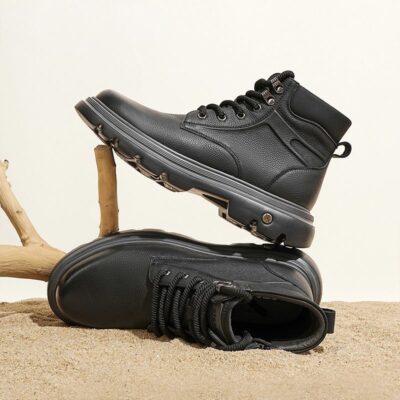 Fashion casual height-increasing cow leather men boots
