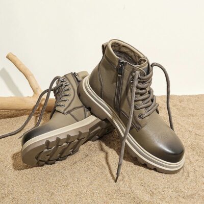 Fashion casual height-increasing cow leather men boots