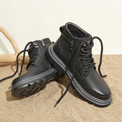 Fashion casual height-increasing cow leather men boots